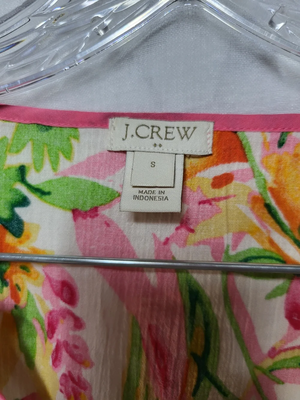 J.Crew Floral Split-Neck Tunic Swim Cover-Up in Pink